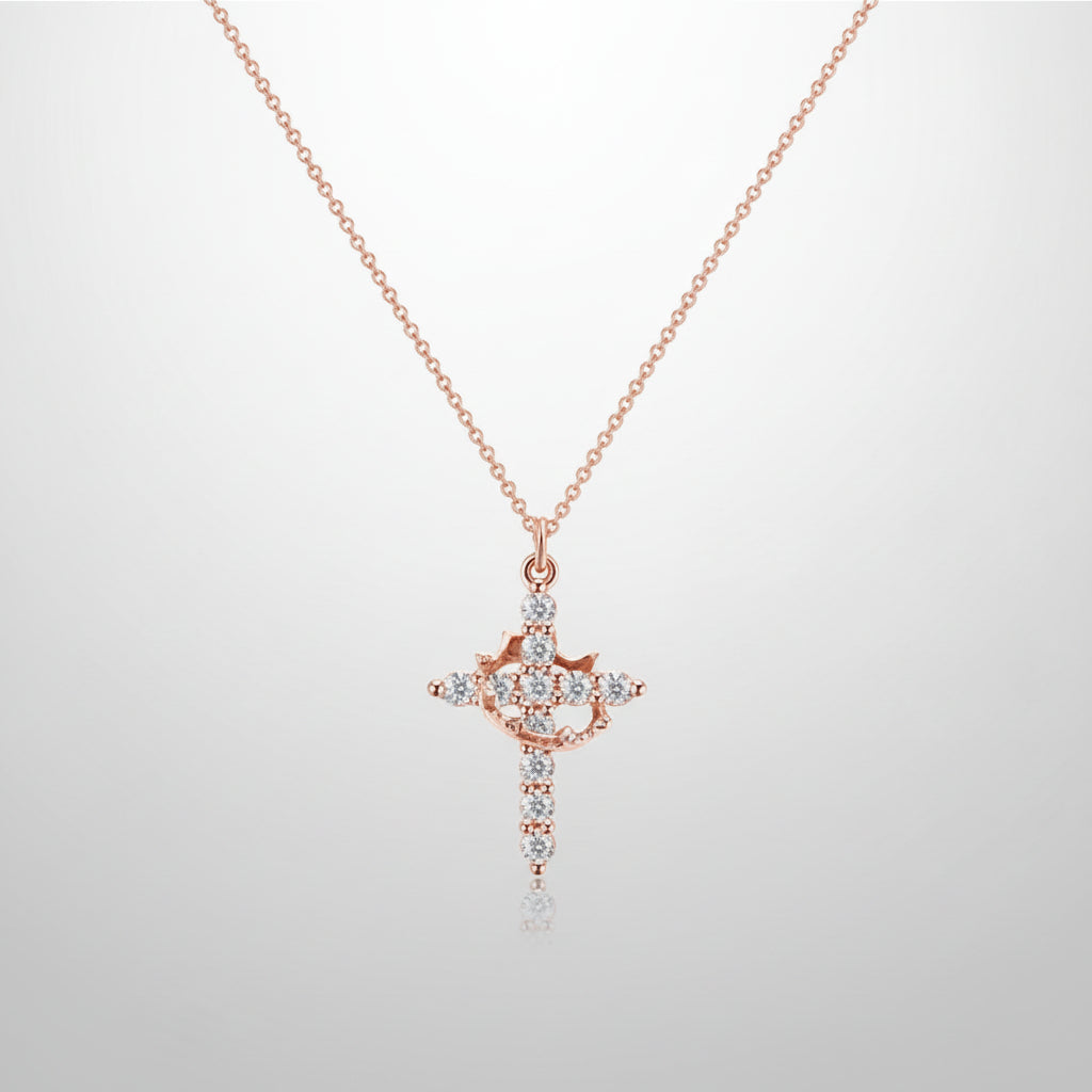 Korshalsband med krona – Guld, silver & roséguld – Tro & symbolik