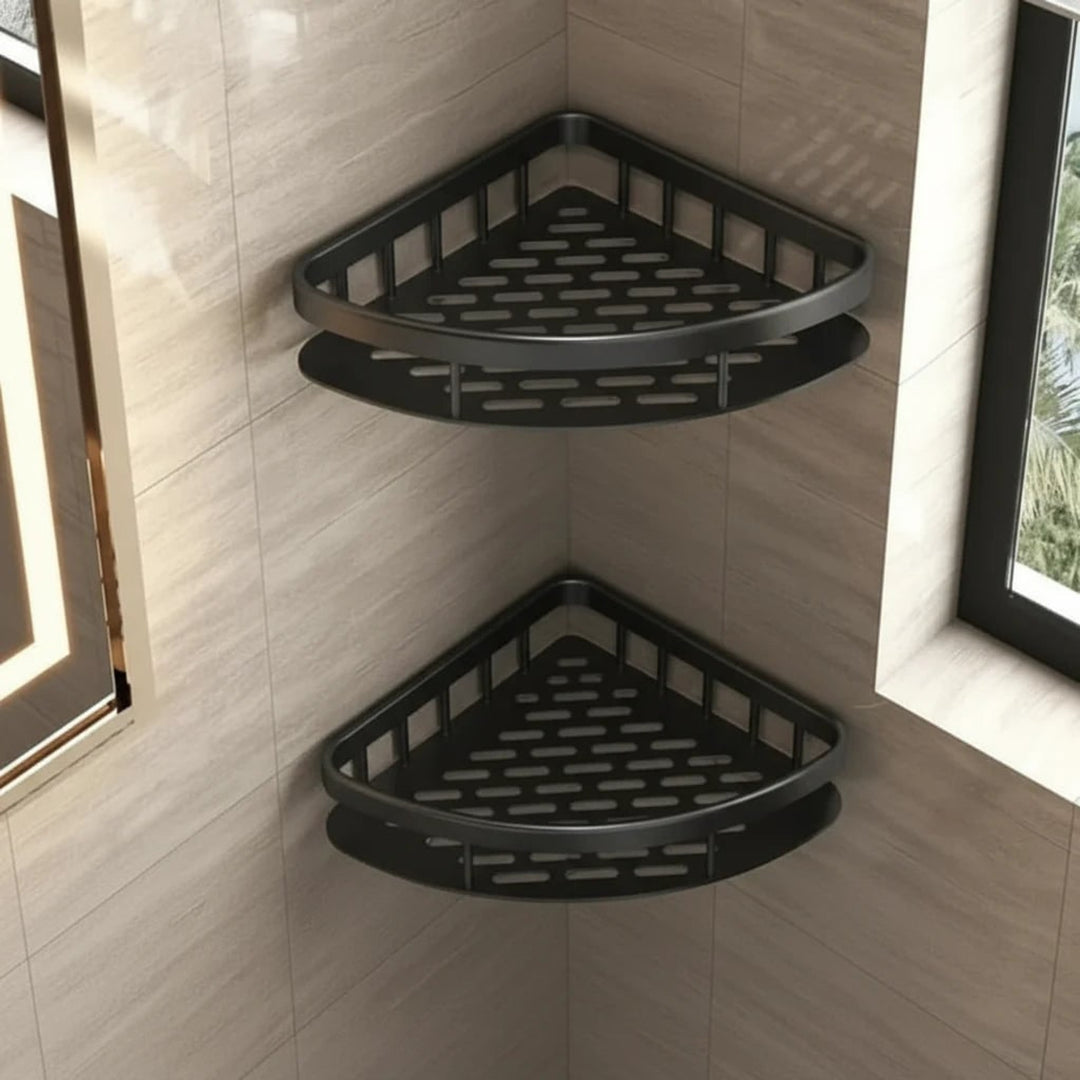 Adhesive Bathroom Shelf With Stainless Steel Rail Drill-Free Shower Caddy For Toiletries - Image 10