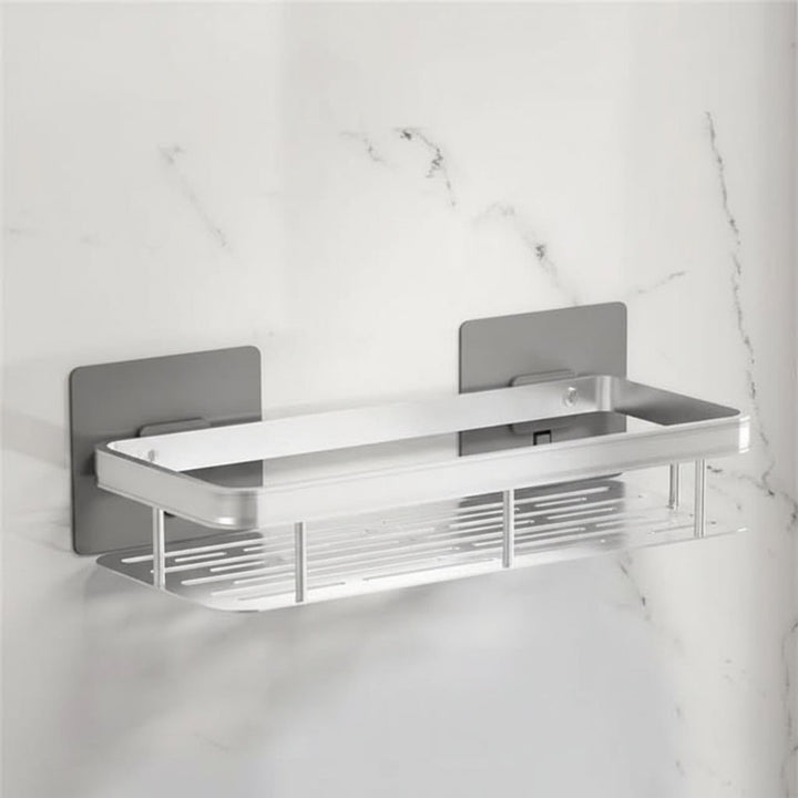 Adhesive Bathroom Shelf With Stainless Steel Rail Drill-Free Shower Caddy For Toiletries - Image 5