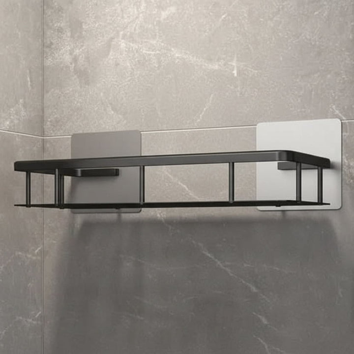 Adhesive Bathroom Shelf With Stainless Steel Rail Drill-Free Shower Caddy For Toiletries - Image 2