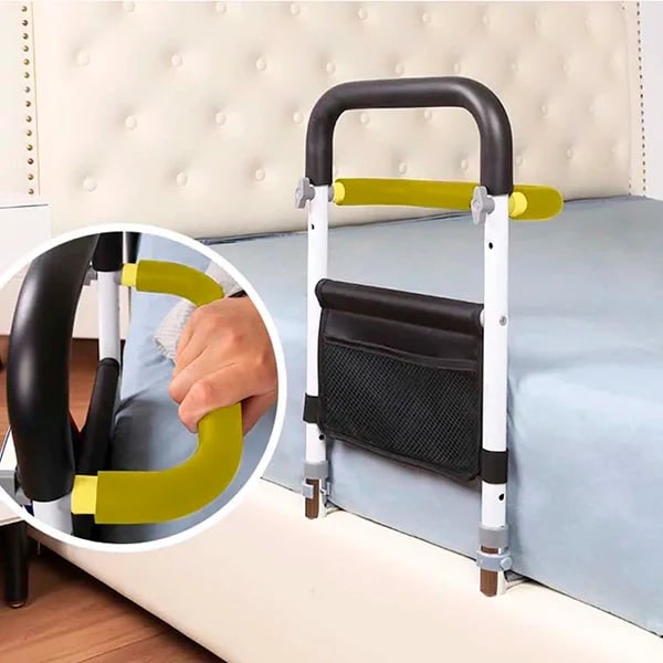 Adjustable Bed Rail With Storage Bag And Non-Slip Grip For Elderly Support - Image 4