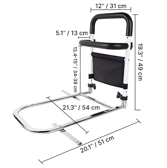 Adjustable Bed Rail With Storage Bag And Non-Slip Grip For Elderly Support - Image 6