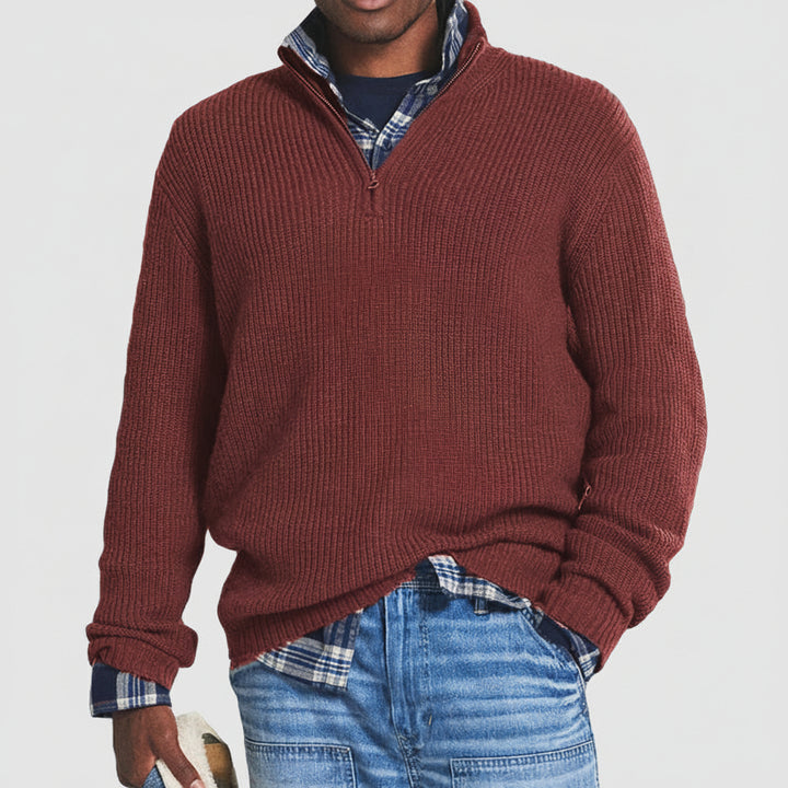 Men's Quarter Zip Cashmere Blend Sweater – Business Casual Pullover