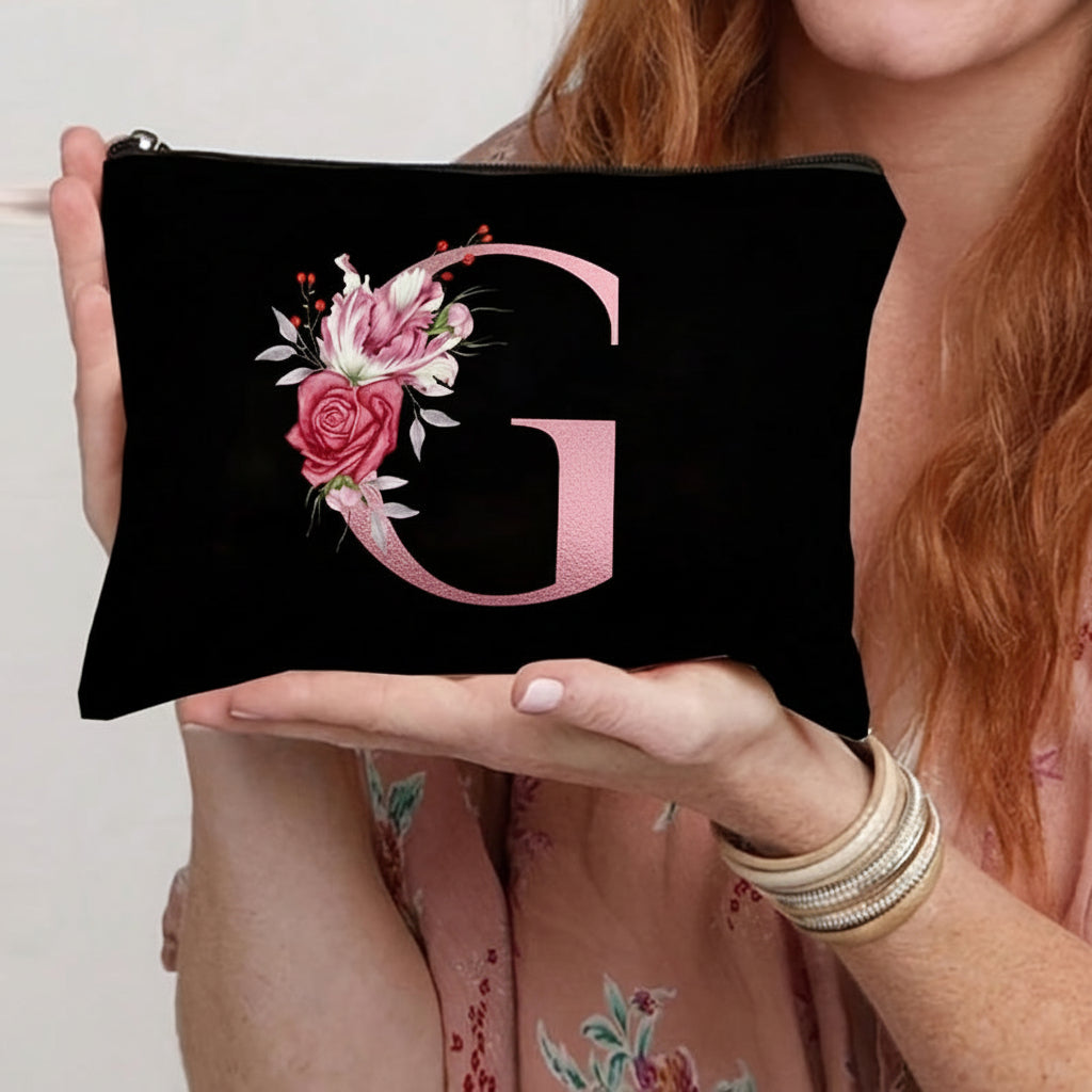 Throw Pillow Cover Decorative Floral Letter Zipper Cushion Case