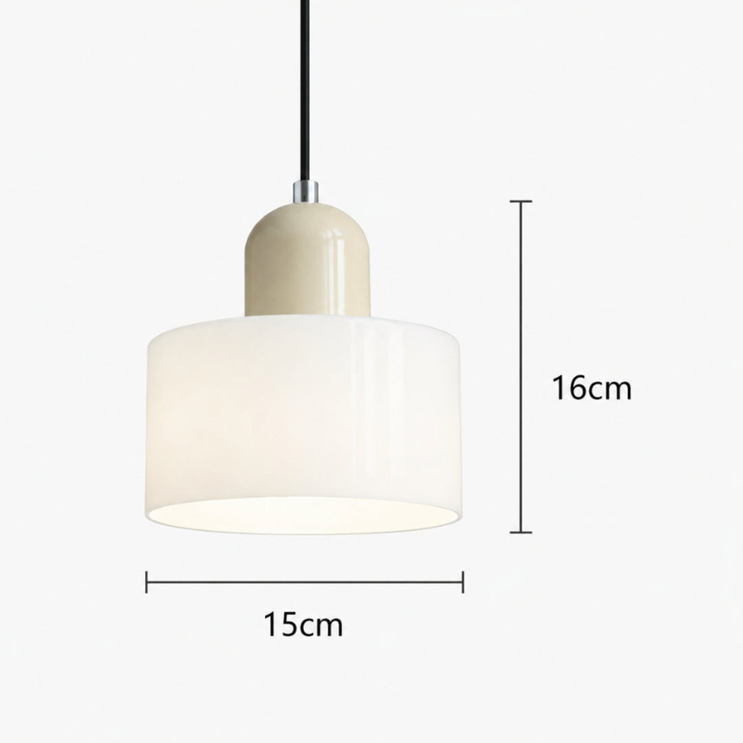 Bauhaus Coloured Glass Pendant Light With Cylindrical Shade - Image 6