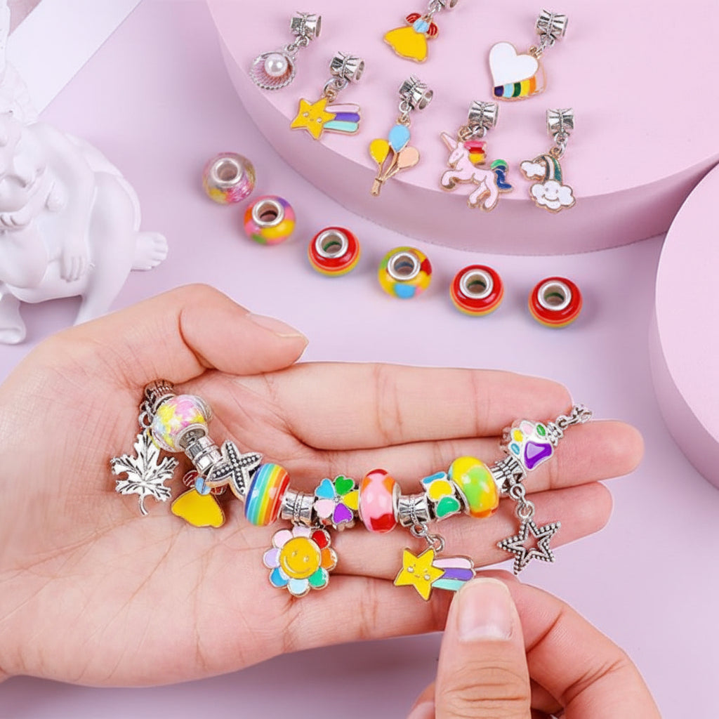 Kit Creazione Braccialetti Bambini, Set di Perline e Ciondoli per Gioielli Fai da Te