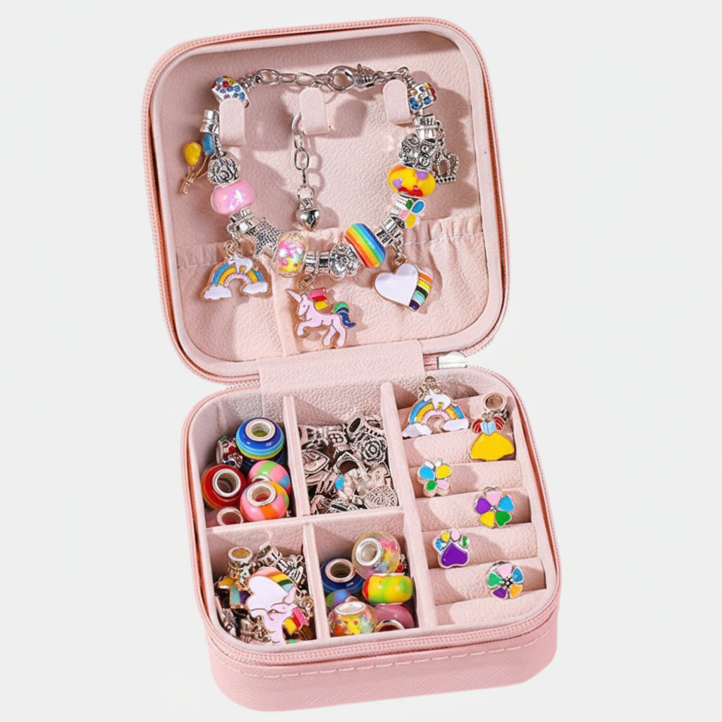 Kit Creazione Braccialetti Bambini, Set di Perline e Ciondoli per Gioielli Fai da Te
