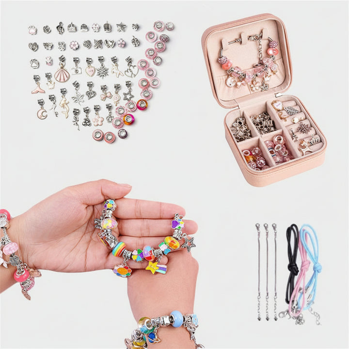 Kit Creazione Braccialetti Bambini, Set di Perline e Ciondoli per Gioielli Fai da Te