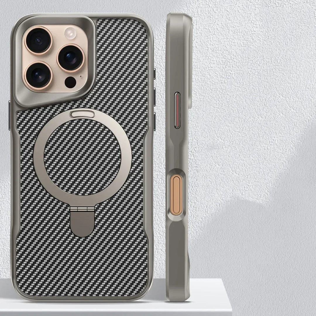 Carbon Fiber Phone Case With Magnetic Compatibility And Built-In Metal Stand - Image 7