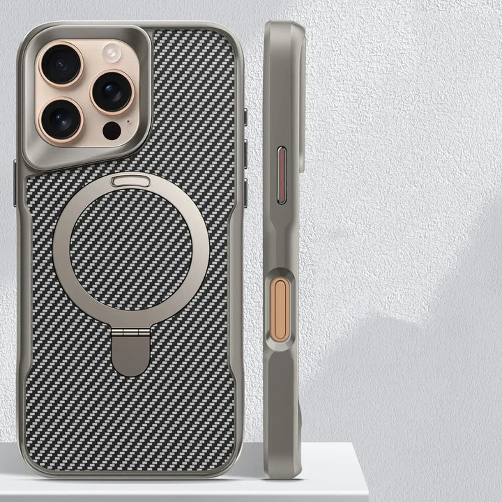 Carbon Fiber Phone Case With Magnetic Compatibility And Built-In Metal Stand - Image 7