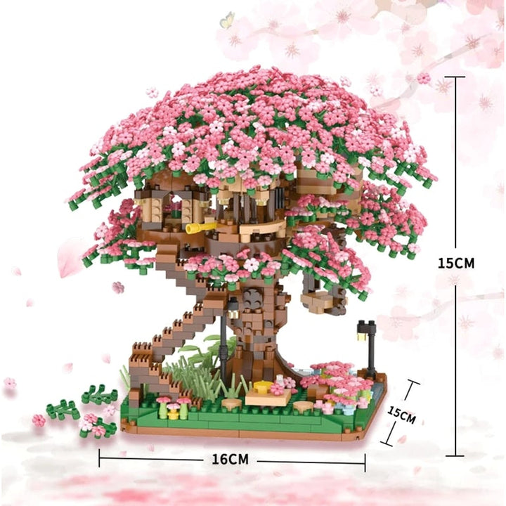Cherry Blossom Tree House Building Blocks 2138-Piece Pink Train Model Kit For Kids And Collectors - Image 9