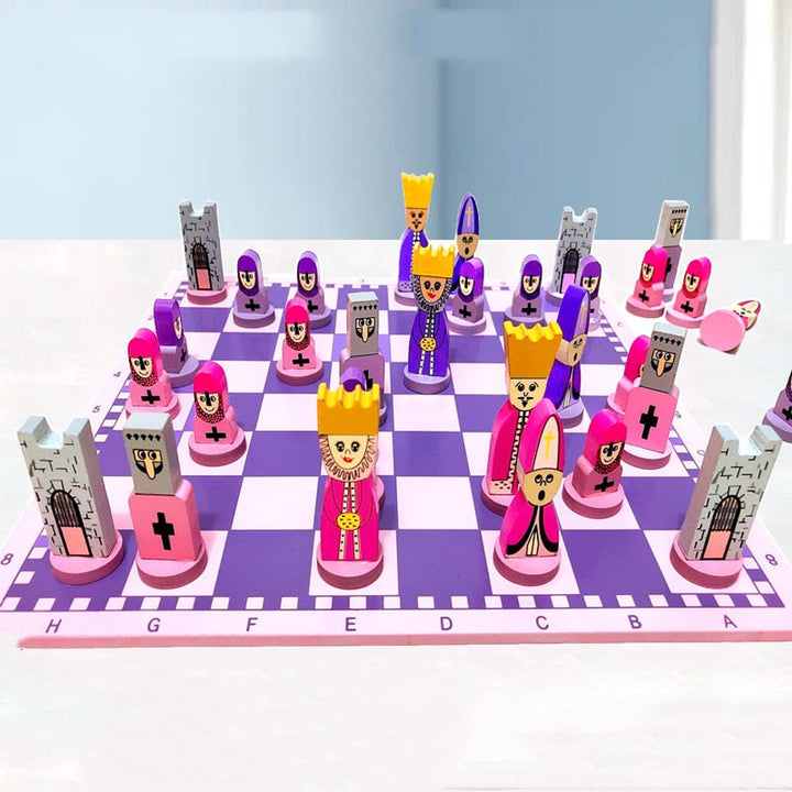 Children's Wooden Chess Set With Doll-Shaped Pieces - Image 2