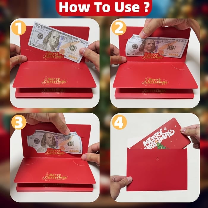 Christmas Cash Gift Envelope With Gold Foil Design Foldable And Reusable - Image 5