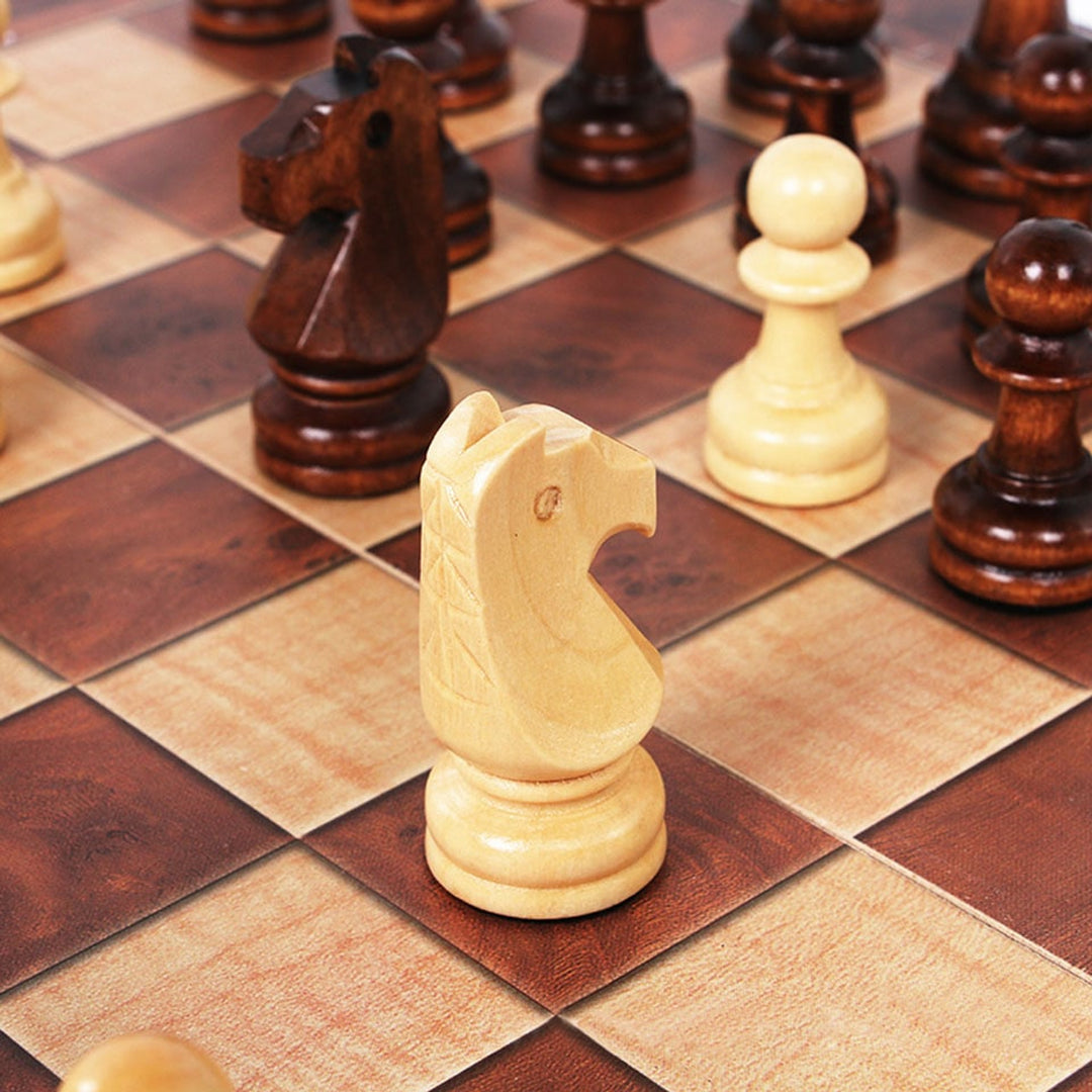 Christmas Travel Chess Set 3-in-1 Wooden Board Game With Checkers And Backgammon Portable Entertainment Gift - Image 7