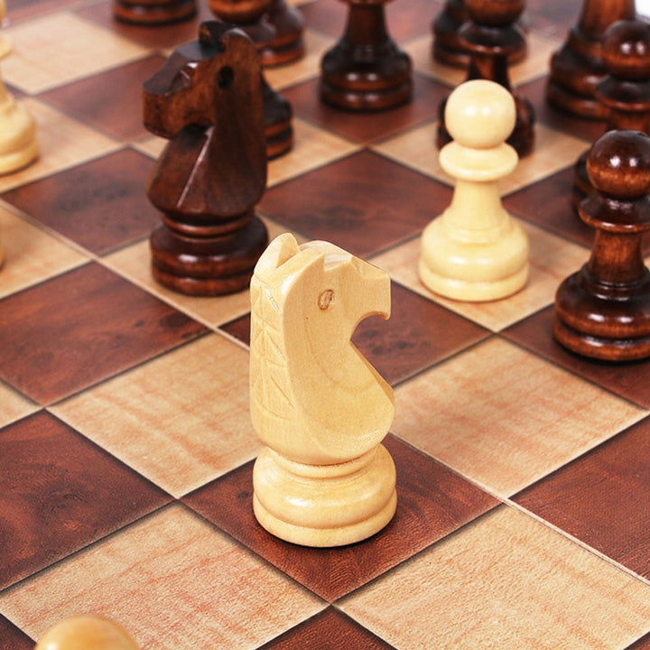 Christmas Travel Chess Set 3-in-1 Wooden Board Game With Checkers And Backgammon Portable Entertainment Gift - Image 7