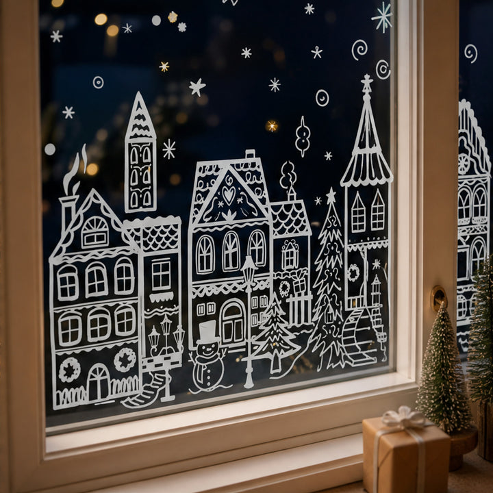 Christmas Window Sticker Set 78-Piece Static Cling Village Decoration For A Cosy Festive Glow - Image 6