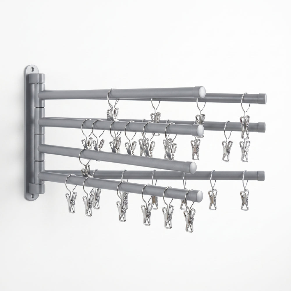 Clothes Drying Rack with Space-Saving Wall Mounted and Clip-On - studio