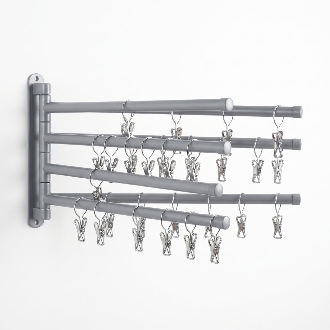 Clothes Drying Rack with Space-Saving Wall Mounted and Clip-On - studio