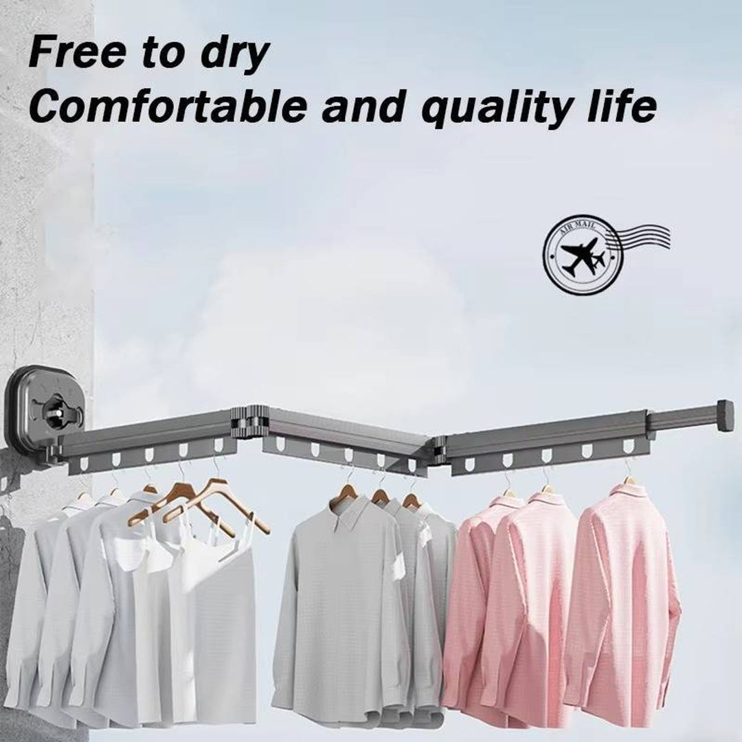 Clothes Drying Rack With 360° Rotating Bars And 25cm Telescopic Extension For Indoor Wall Mounting - Image 2