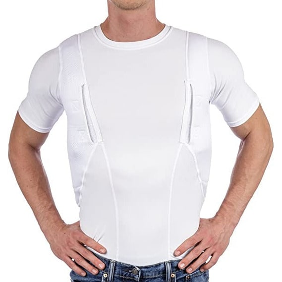 Concealed Carry Shirt Compression Tactical Short Sleeve Crew Neck Holster Pocket Tee - Image 8