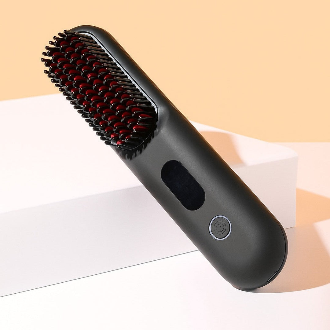 Cordless Hair Straightening Brush With Ceramic Bristles And Dual Ion Technology - Image 1