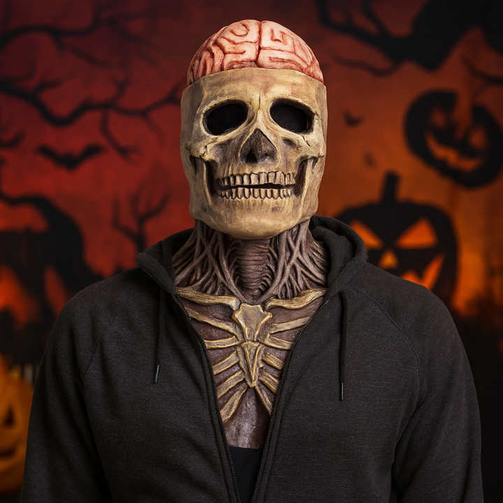 Creepy Halloween Mask Skeleton Mask Movable Jaw Full Head - Image 1