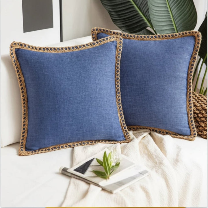 Crocheted Trim Square Decorative Cushion - Image 11