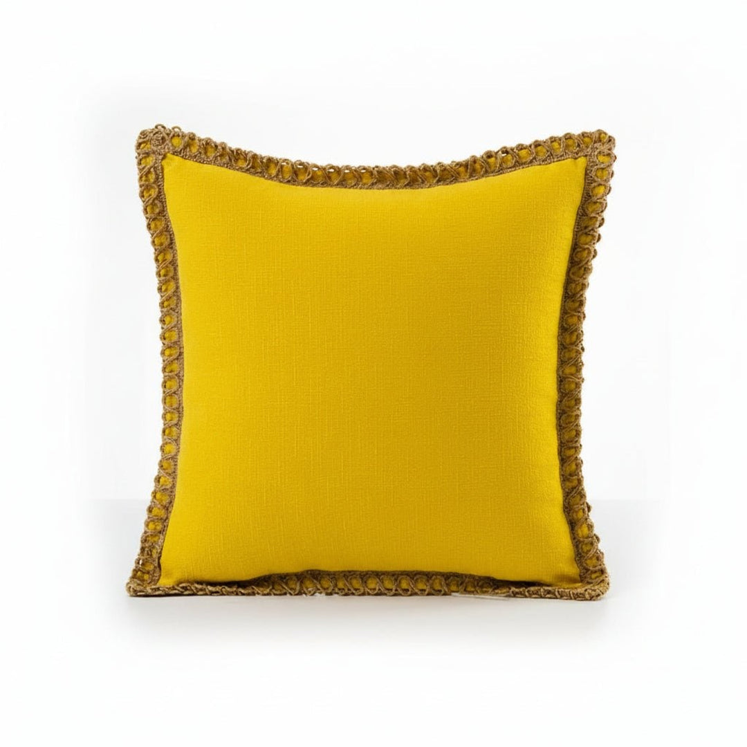 Crocheted Trim Square Decorative Cushion - Image 6