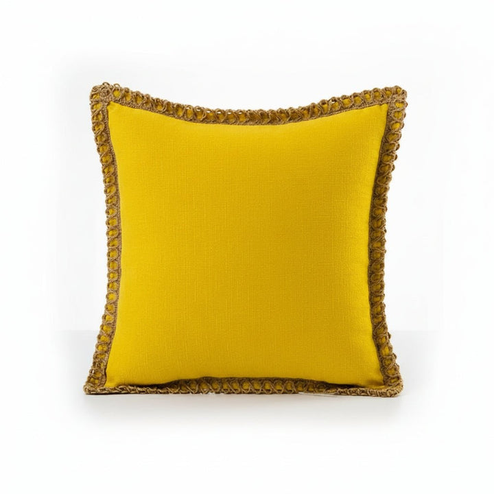 Crocheted Trim Square Decorative Cushion - Image 6
