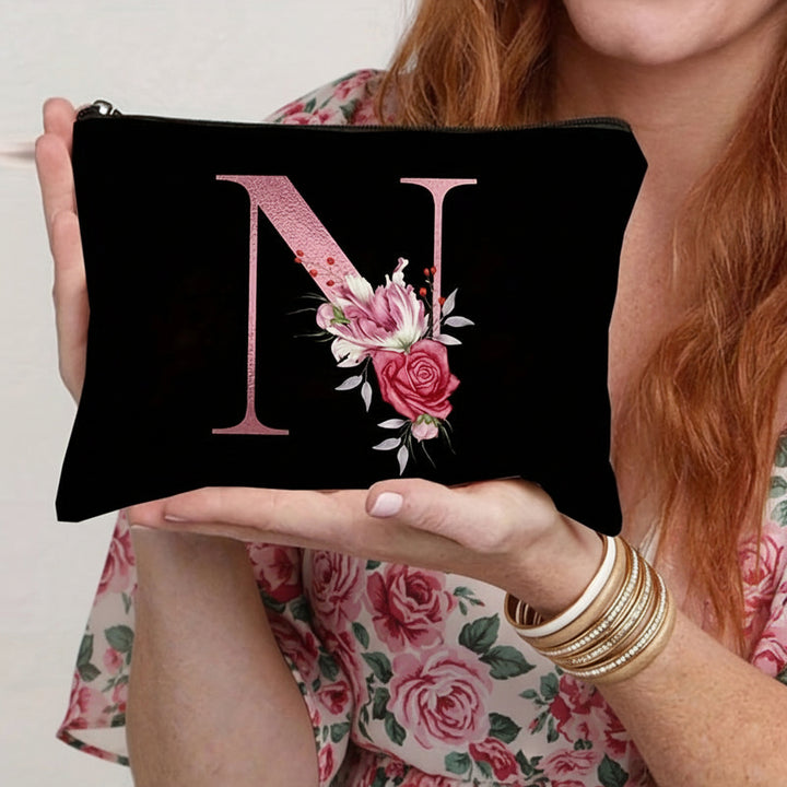 Throw Pillow Cover Decorative Floral Letter Zipper Cushion Case