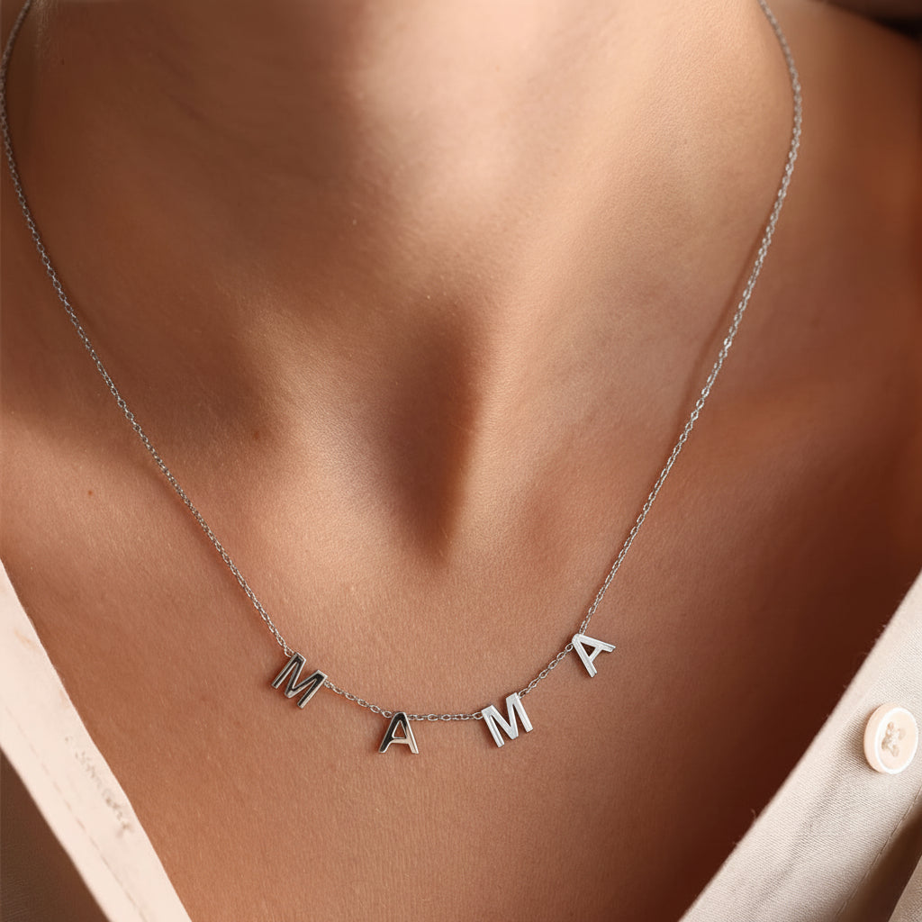 Name Necklace Gold Plated Stainless Steel Mama Pendant Chain