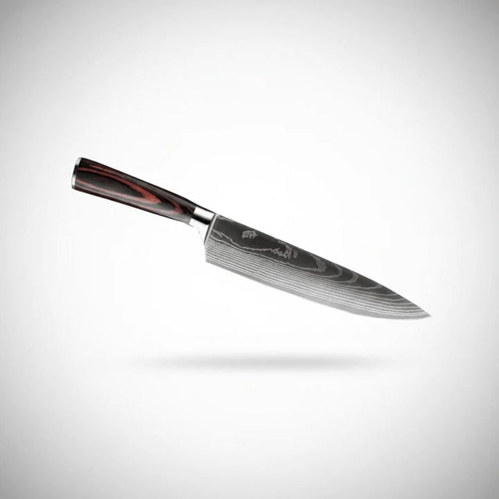 Damascus Chef Knife With 67-Layer Steel Blade And Ergonomic Resin-Wood Handle 20cm - Image 3