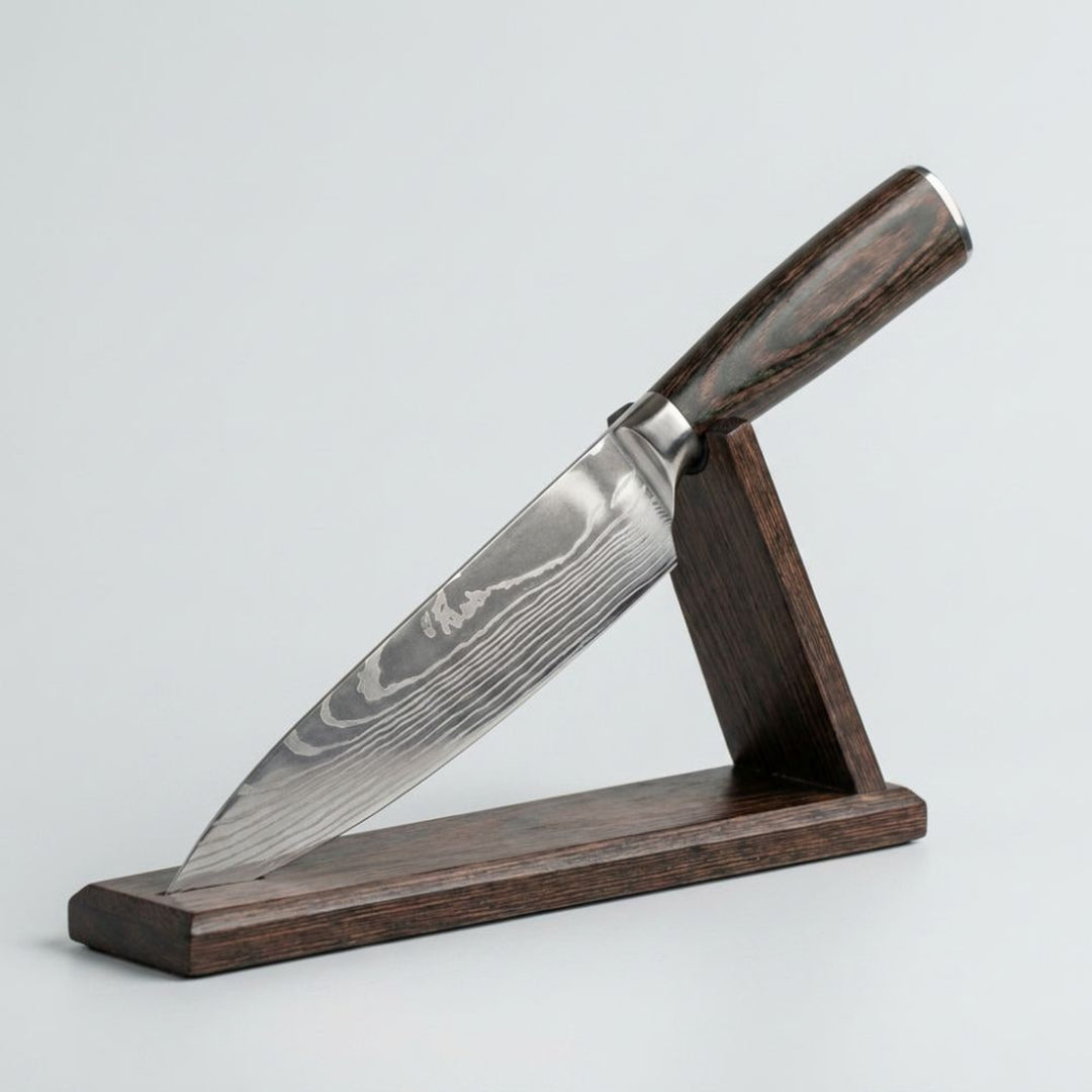 Damascus Chef Knife With 67-Layer Steel Blade And Ergonomic Resin-Wood Handle 20cm - Image 4