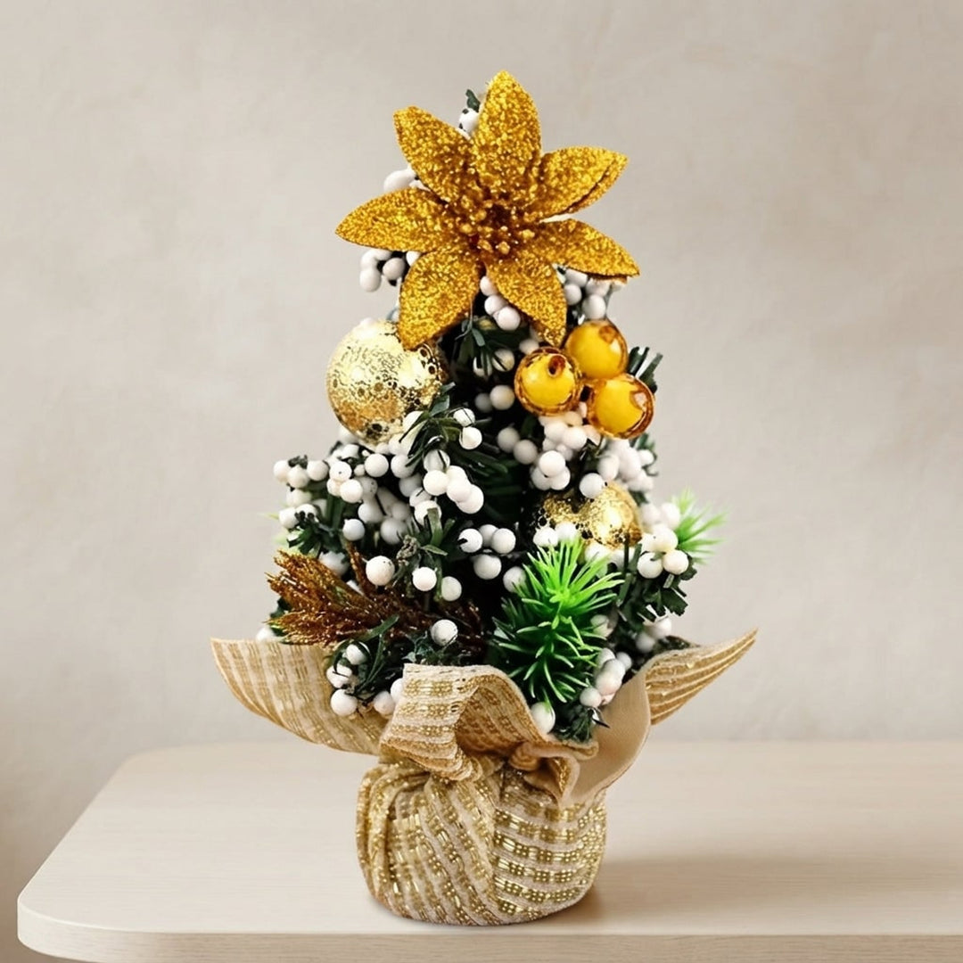 Decorated Mini Christmas Tree Set Of 3 With Berries And Baubles - Image 1