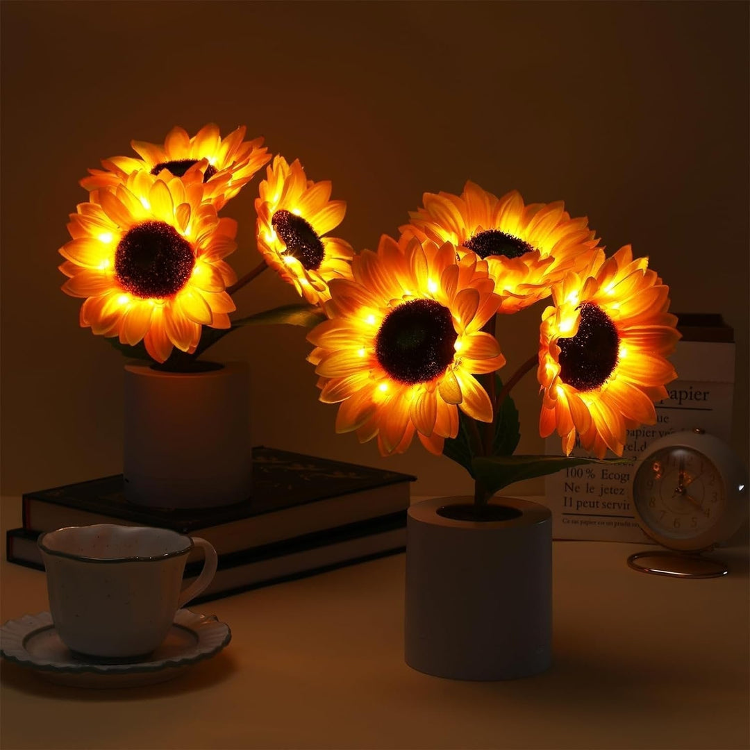 Decorative USB Rechargeable Sunflower LED Lamp With Warm Glow - Image 1