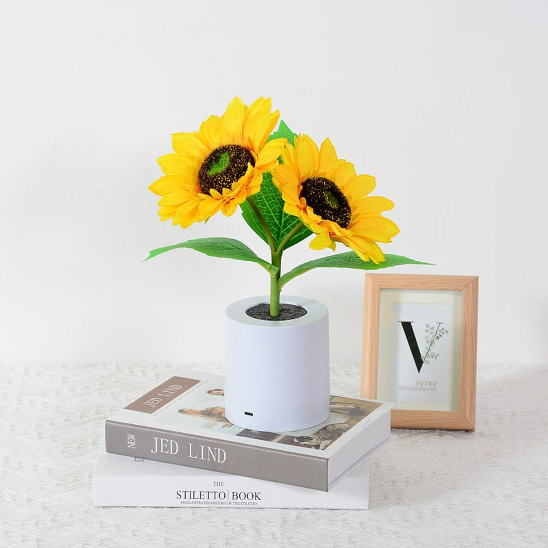 Decorative USB Rechargeable Sunflower LED Lamp With Warm Glow - Image 8