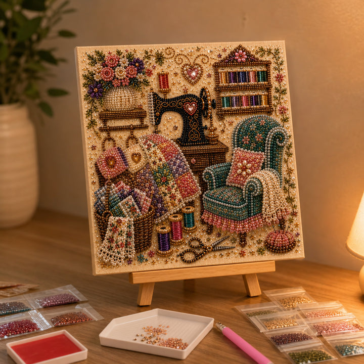 Diamond Painting Kit With Pearls And Special-Shaped Gems Vintage Scene Canvas Art - Image 2