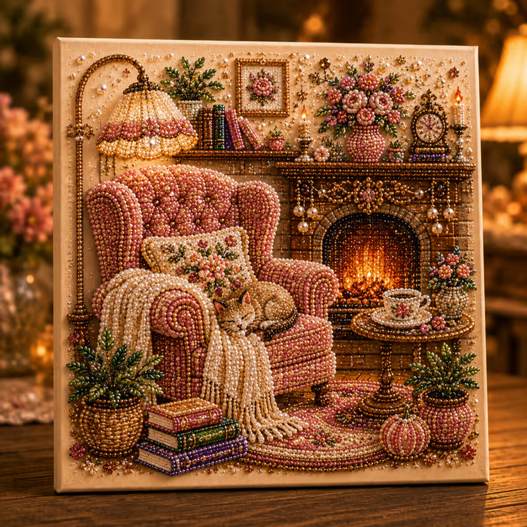 Diamond Painting Kit With Pearls And Special-Shaped Gems Vintage Scene Canvas Art - Image 5