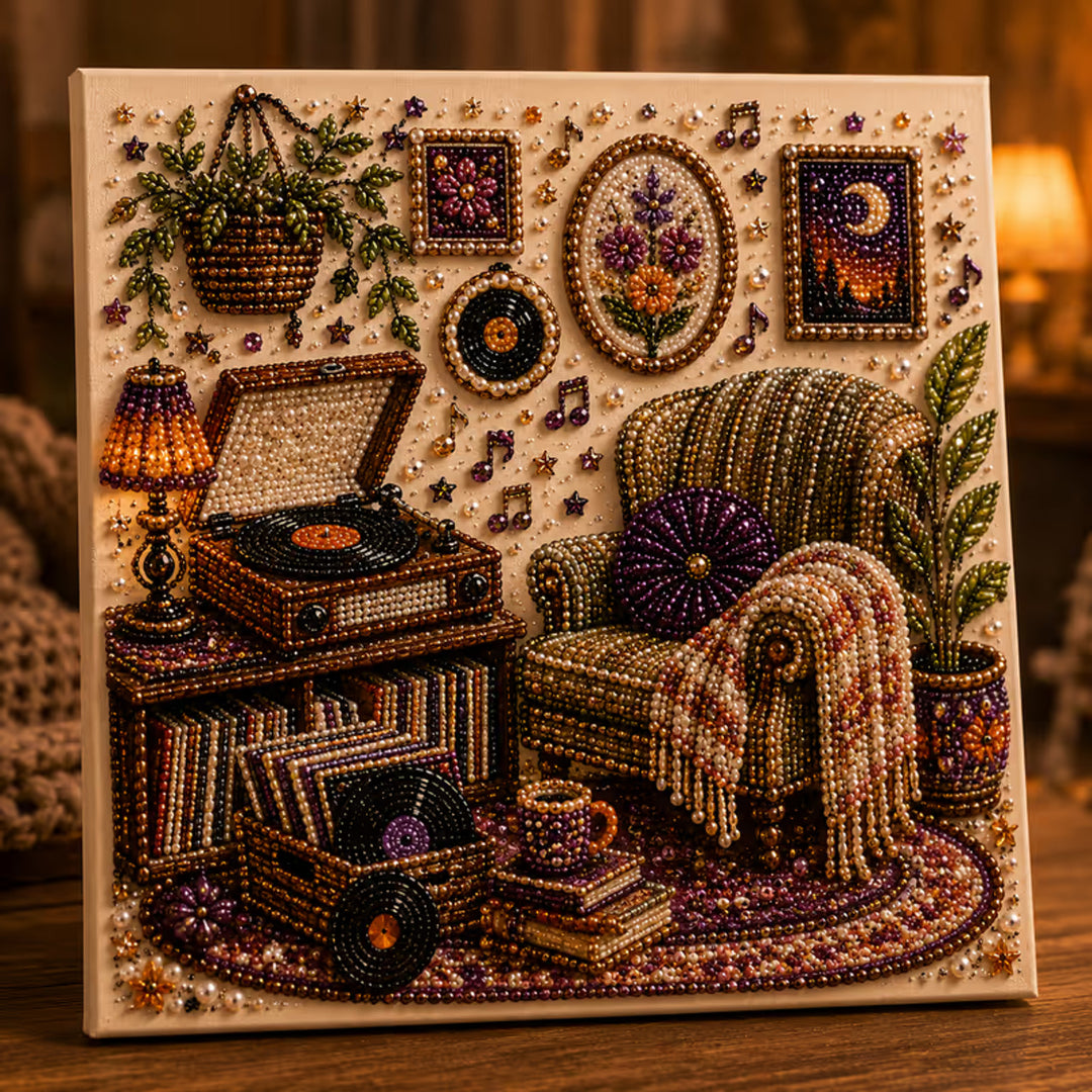 Diamond Painting Kit With Pearls And Special-Shaped Gems Vintage Scene Canvas Art - Image 4