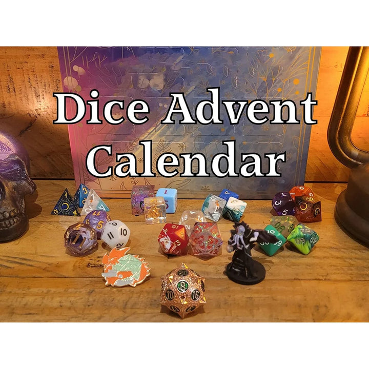 Dice Advent Calendar With Polyhedral D20 Resin Dice For Tabletop Gaming - Image 1