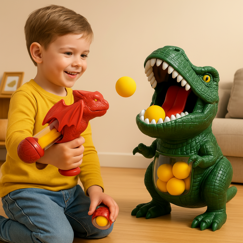 Dinosauří střílecí hra s pěnovými míčky pro děti