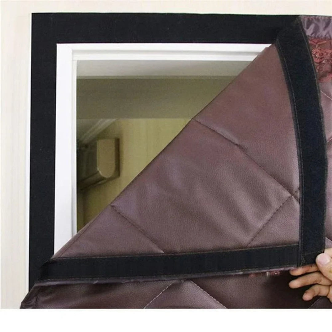 Door Draft Blocker Quilted Thermal Insulated Magnetic Edge Door Insulation Panel Gray Black - Image 5
