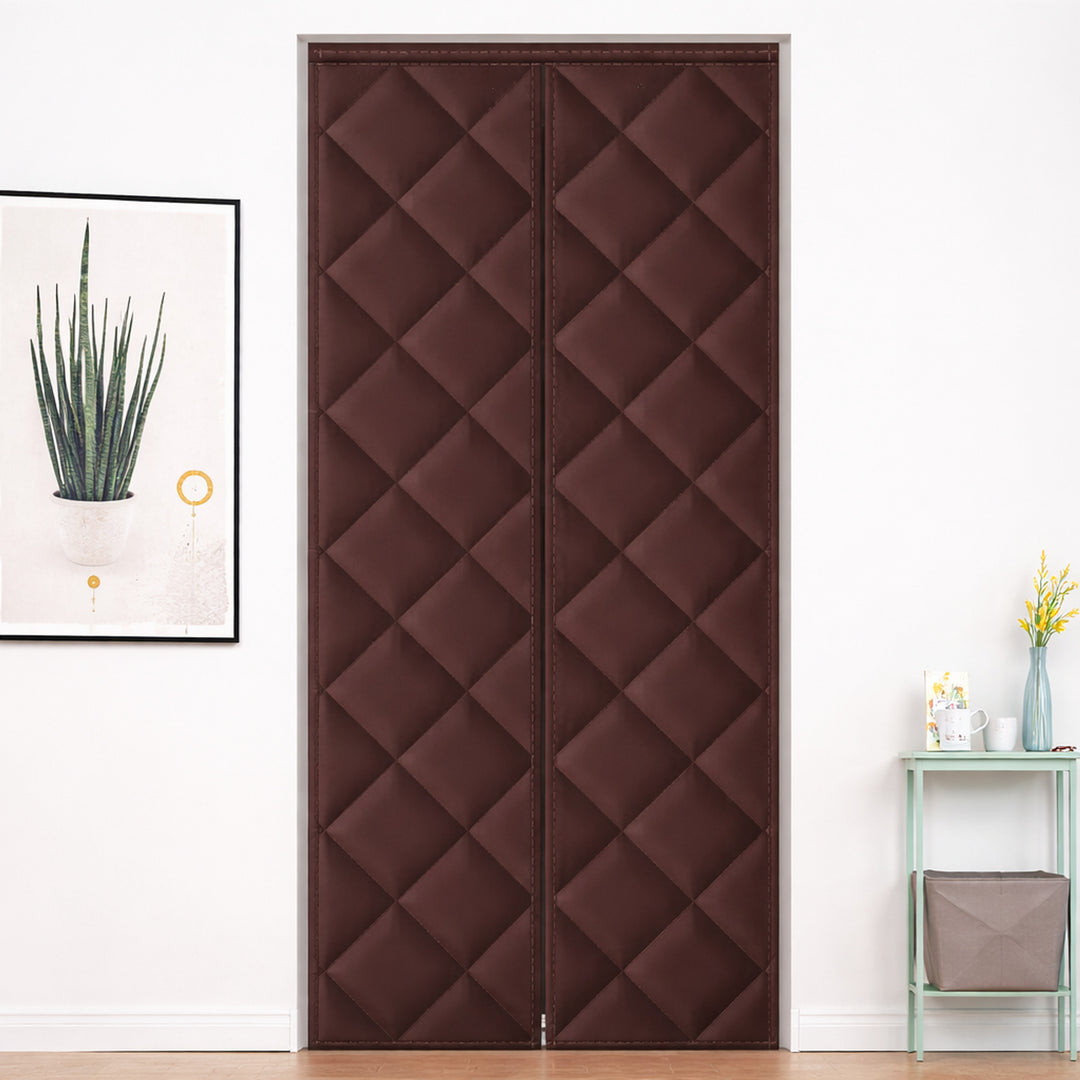 Door Draft Blocker Quilted Thermal Insulated Magnetic Edge Door Insulation Panel Gray Black - Image 4