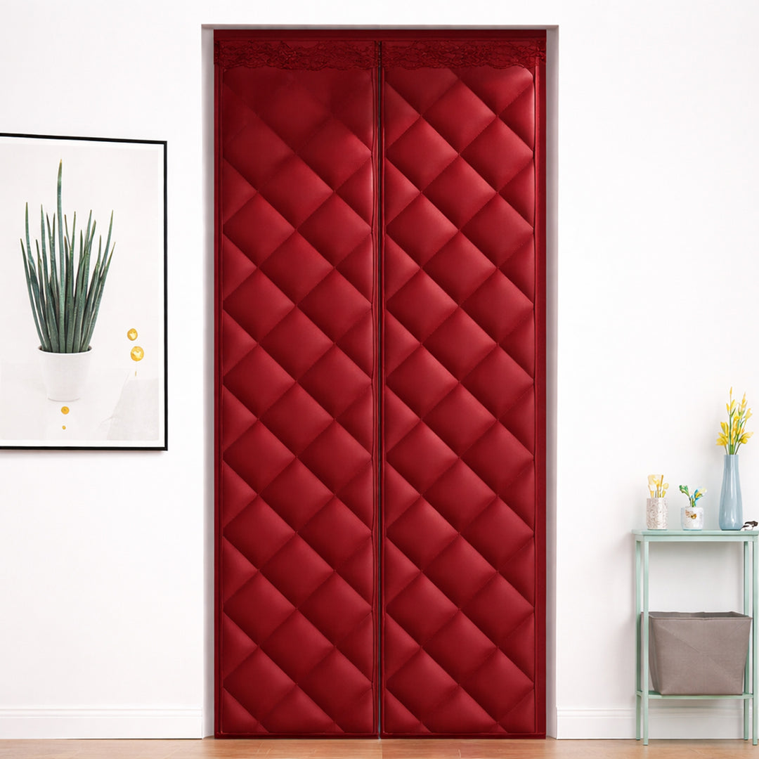 Door Draft Blocker Quilted Thermal Insulated Magnetic Edge Door Insulation Panel Gray Black - Image 7