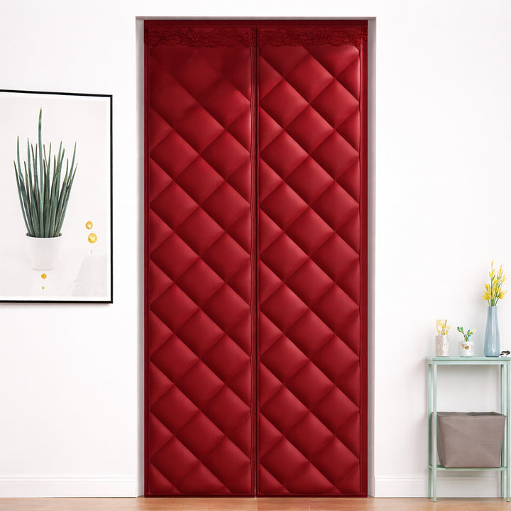 Door Draft Blocker Quilted Thermal Insulated Magnetic Edge Door Insulation Panel Gray Black - Image 7