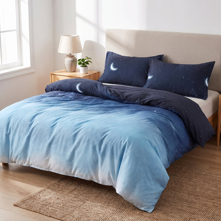 Duvet Cover Set Reversible Microfiber Starry Gradient Design - Image 1