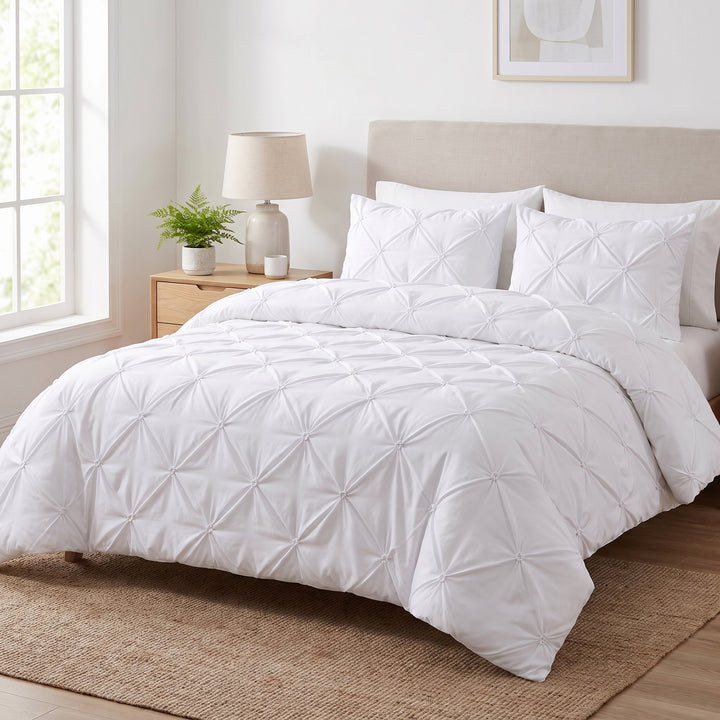 Duvet Cover Set Quilted Pin-tuck Pleat - Image 2