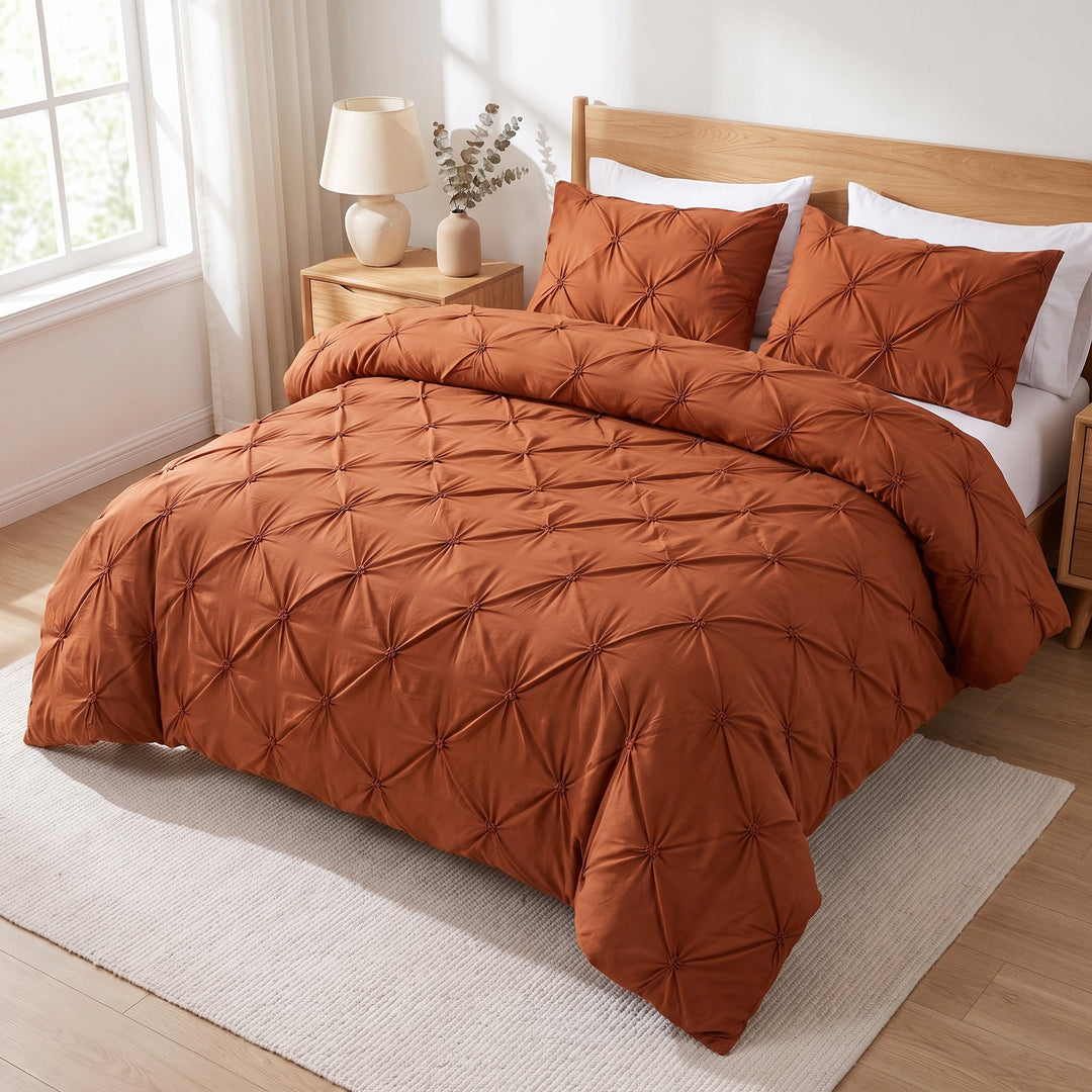 Duvet Cover Set Quilted Pin-tuck Pleat - Image 11