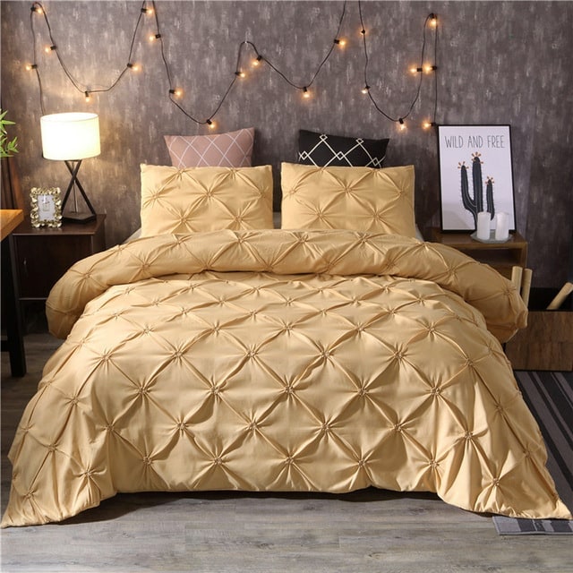 Duvet Cover Set Quilted Pin-tuck Pleat - Image 3