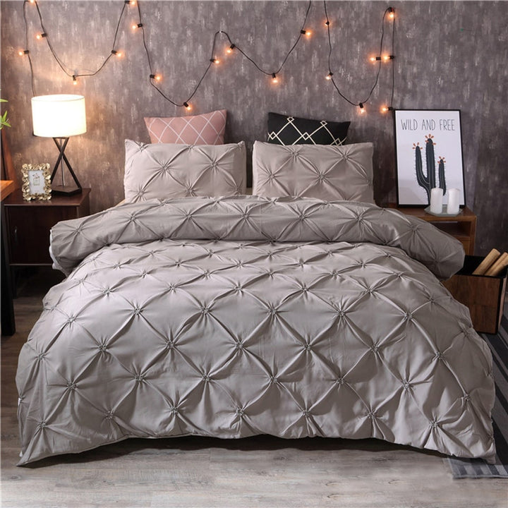 Duvet Cover Set Quilted Pin-tuck Pleat - Image 4